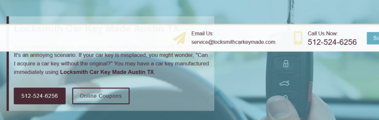 Locksmith Car Key Made Austin TX 768x244