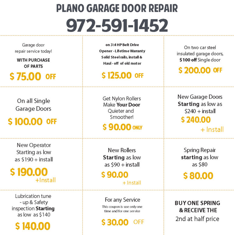 Plano Garage Door Repair COUPON 768x771
