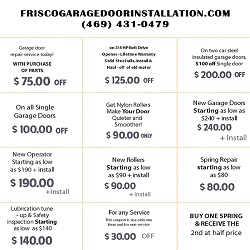 Frisco Garage Door Installation TX COUPON