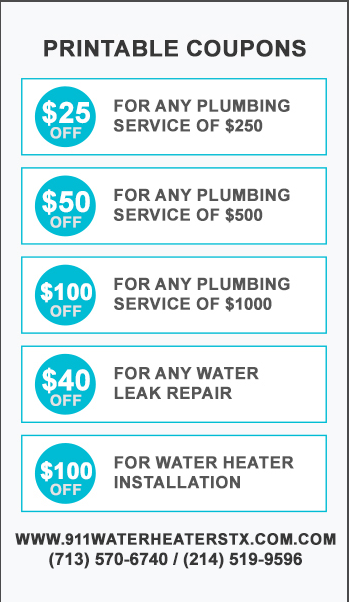 911 Water Heaters Dallas TX copoun