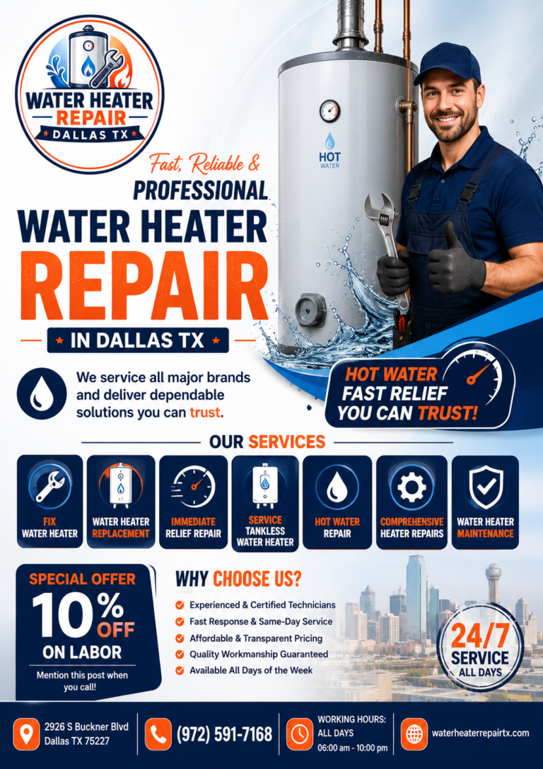 Water Heater Repair Dallas TX poster 768x1087