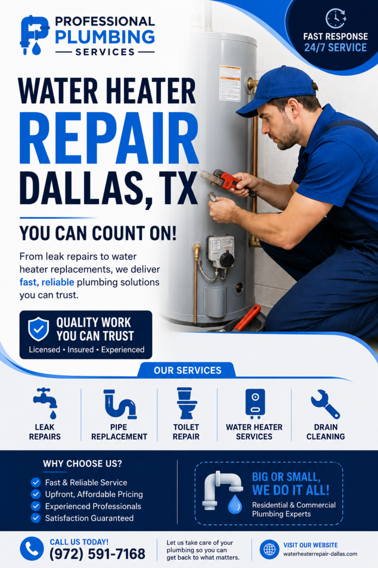 Water Heater Repair Dallas TX poster1 768x1152