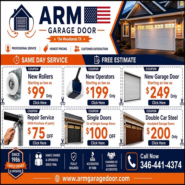 arm garage door thewoodlands tx 1
