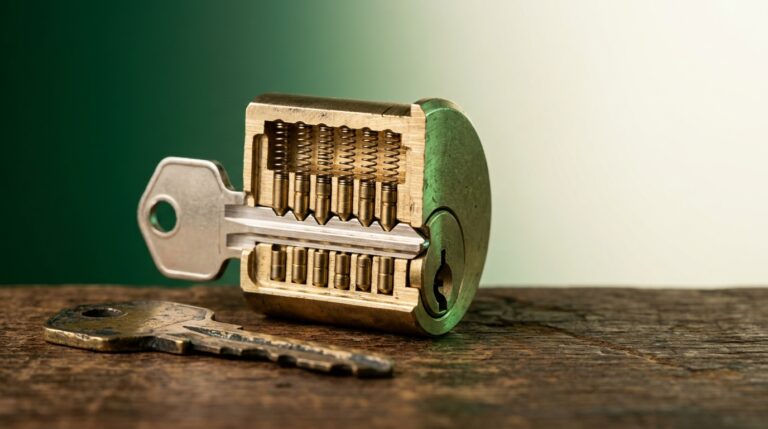 Key inserted in deadbolt lock 768x429