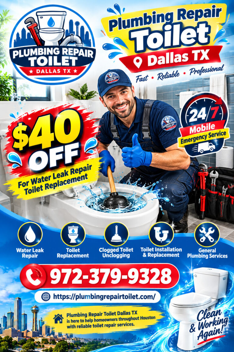 Plumbing Repair toilet Dallas TX poster 768x1152